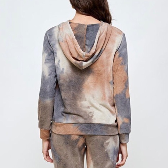 2 Piece Tie Dye Knit Hoodie and Joggers Set - Picture 6 of 8